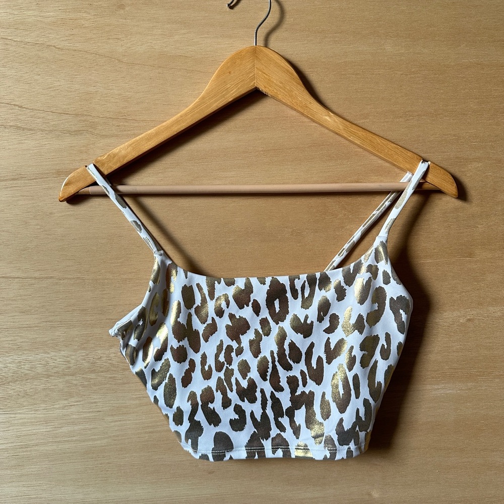 Carbon 38 Sports bra cross cross back leopard gold‎